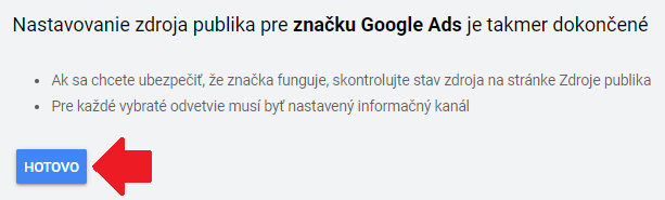 Globálna značka v Google Ads nastavená.